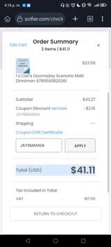 JAYSMANGA coupon verification screenshot