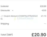 CHANTALSTRUGGLES coupon verification screenshot