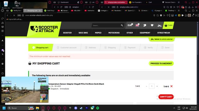 Scooter-Attack checkout page showing Scooter-Attack promo code box | Screenshot taken by SimplyCodes community member on Jun 21, 2025