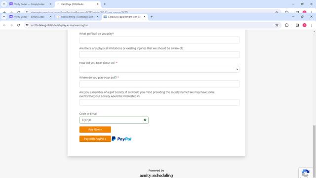 Scottsdale Golf checkout page showing Scottsdale Golf discount code box | Screenshot taken by SimplyCodes community member on Dec 20, 2023