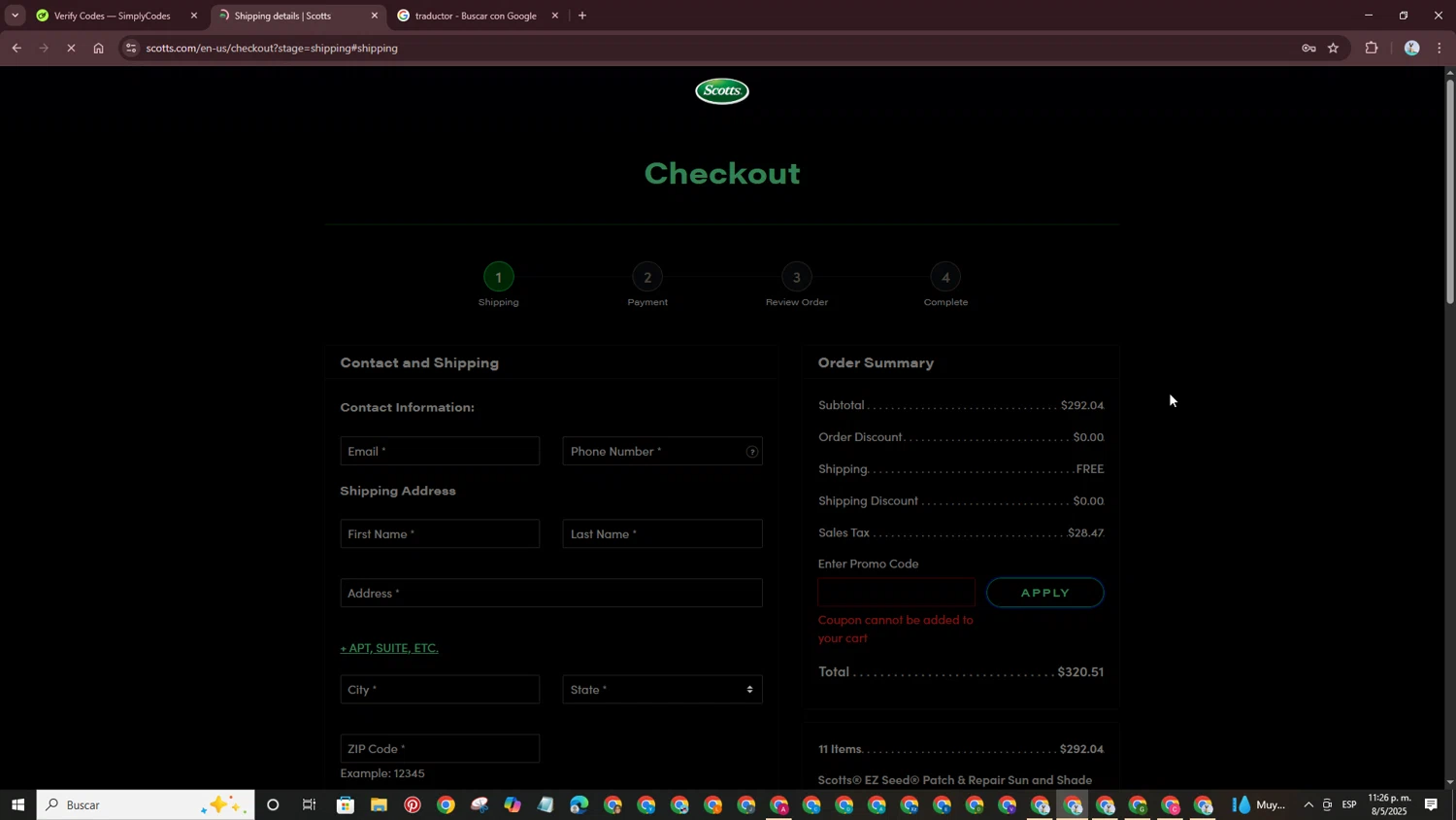 Scotts Lawn Care promo code screenshot showing code Scotts10 applied at Scotts Lawn Care checkout page. Uploaded by SimplyCodes community member CouponLynx4375 on May 9, 2025