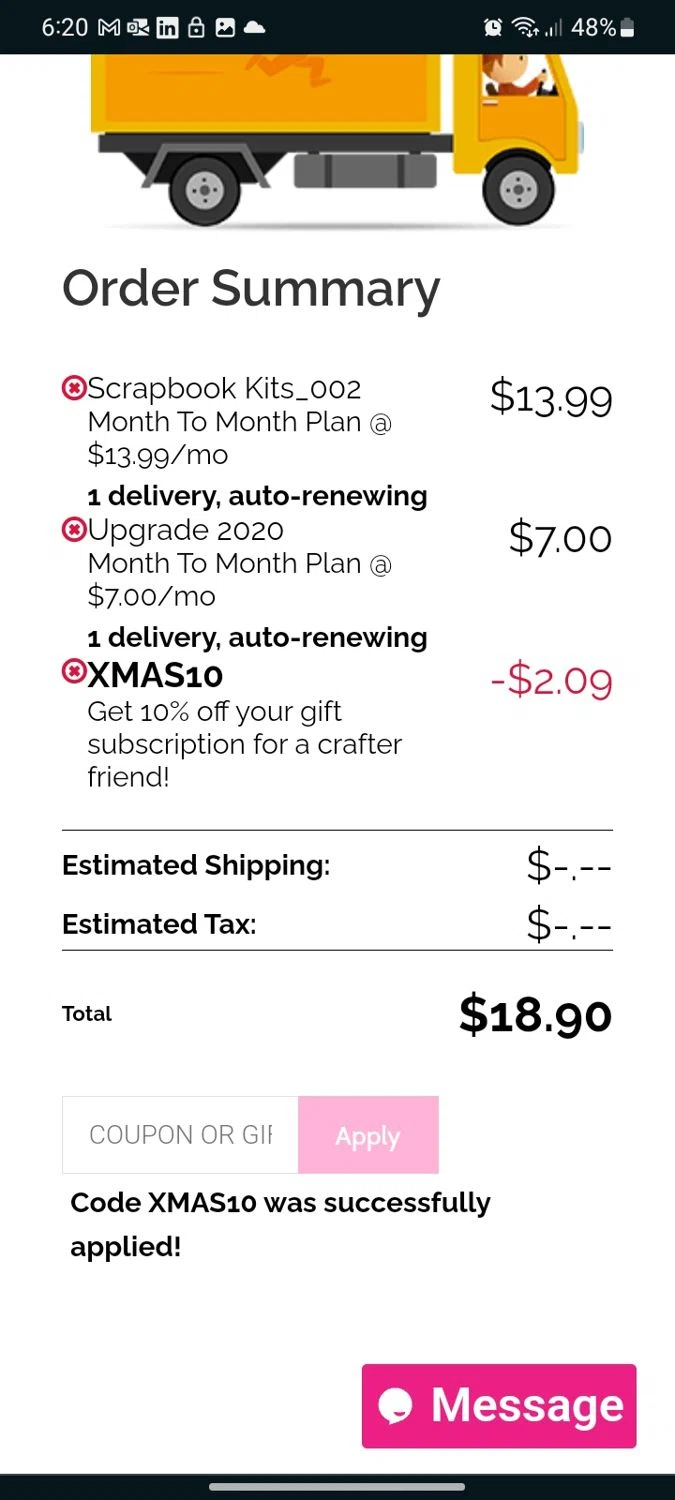 Scrapbooking Store checkout page showing Scrapbooking Store promo code box | Screenshot taken by SimplyCodes community member on Dec 16, 2023