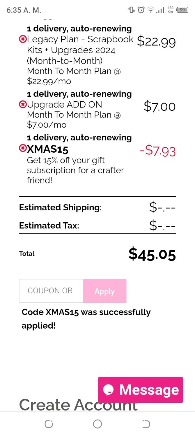 Scrapbooking Store checkout page showing Scrapbooking Store promo code box | Screenshot taken by SimplyCodes community member on Feb 26, 2024