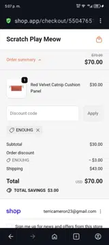 Scratch Play Meow coupon verification screenshot