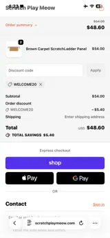 Scratch Play Meow coupon verification screenshot