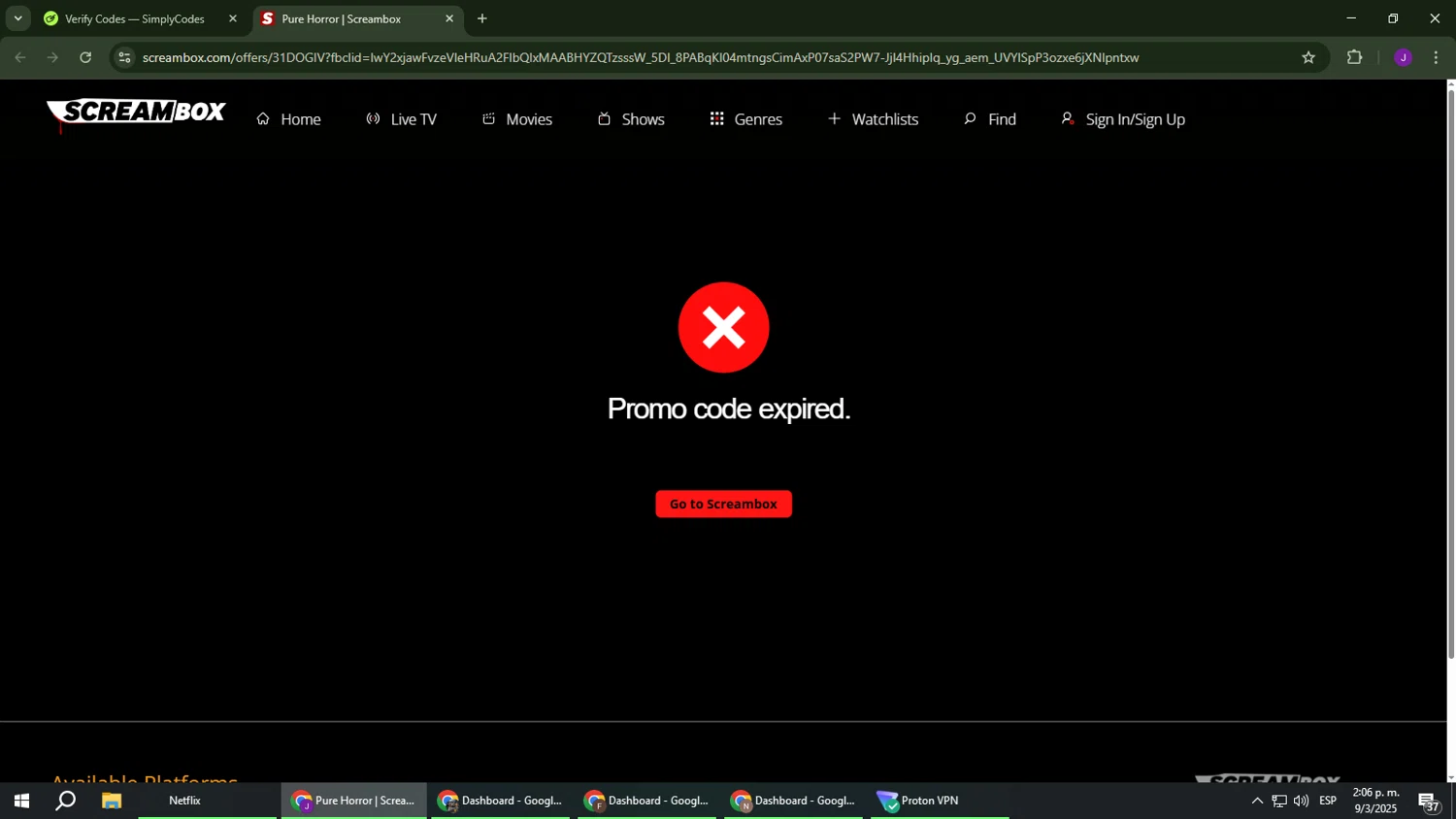 Screambox promo code screenshot showing code 31dogiv applied at Screambox checkout page. Uploaded by SimplyCodes community member ComeBurra123 on Mar 9, 2025