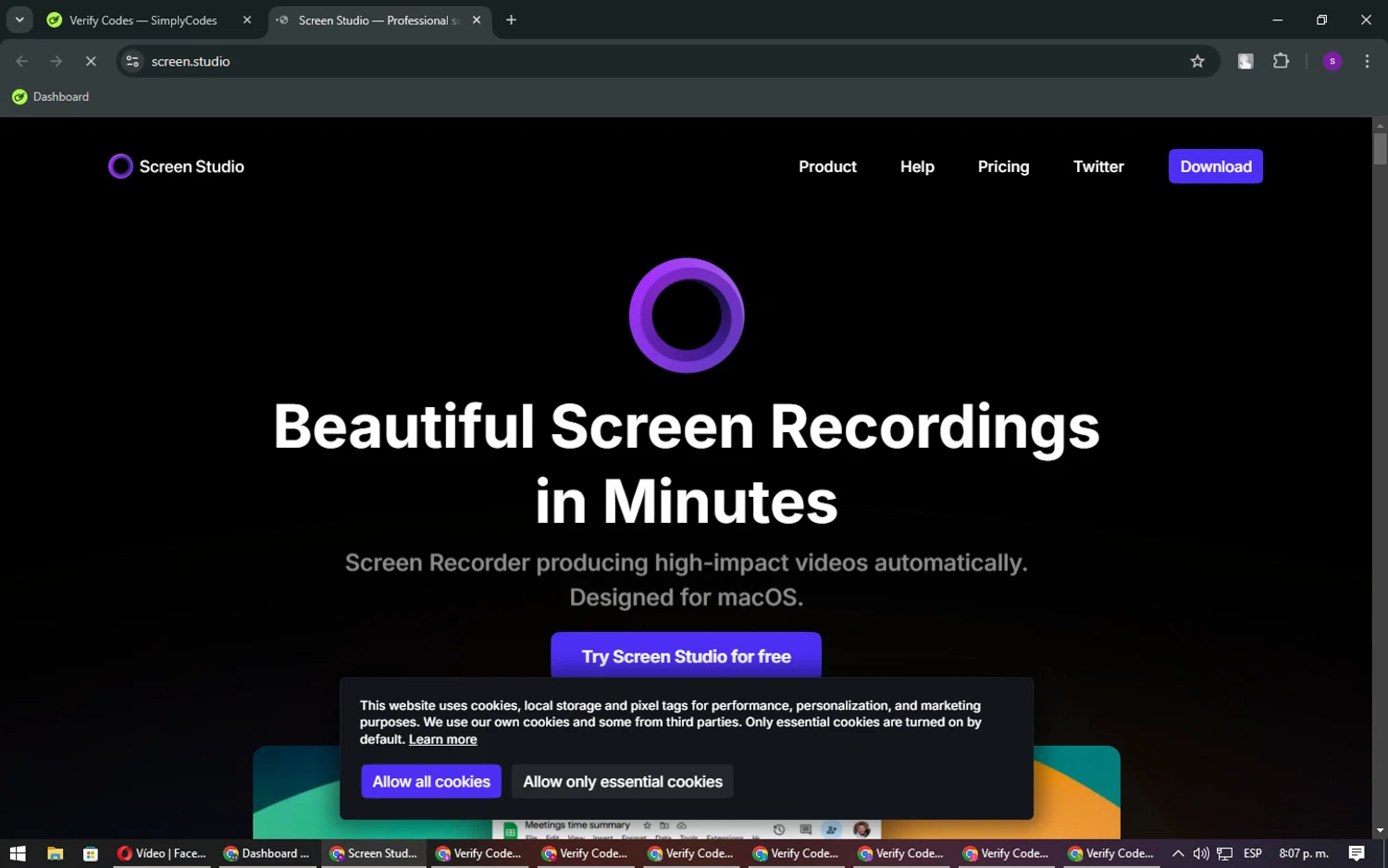 Screen Studio checkout page showing Screen Studio discount code box | Screenshot taken by SimplyCodes community member on Dec 6, 2024