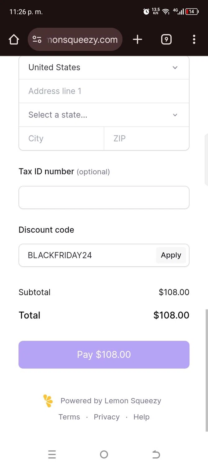 Screen Studio discount code screenshot showing code BLACKFRIDAY24 applied at Screen Studio checkout page. Uploaded by SimplyCodes community member kellymoreno on Jul 20, 2025
