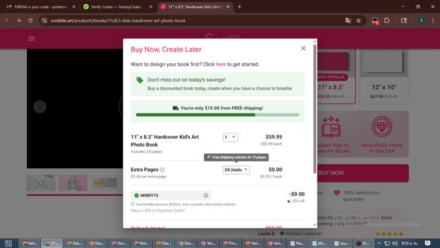 Scribble Art checkout page showing Scribble Art promo code box | Screenshot taken by SimplyCodes community member on Sep 29, 2025
