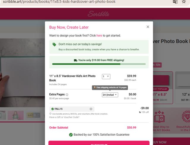Scribble Art checkout page showing Scribble Art promo code box | Screenshot taken by SimplyCodes community member on Sep 23, 2025