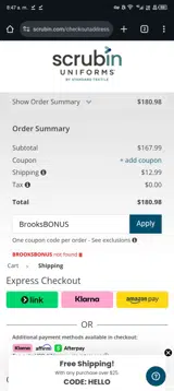 BrooksBONUS coupon verification screenshot