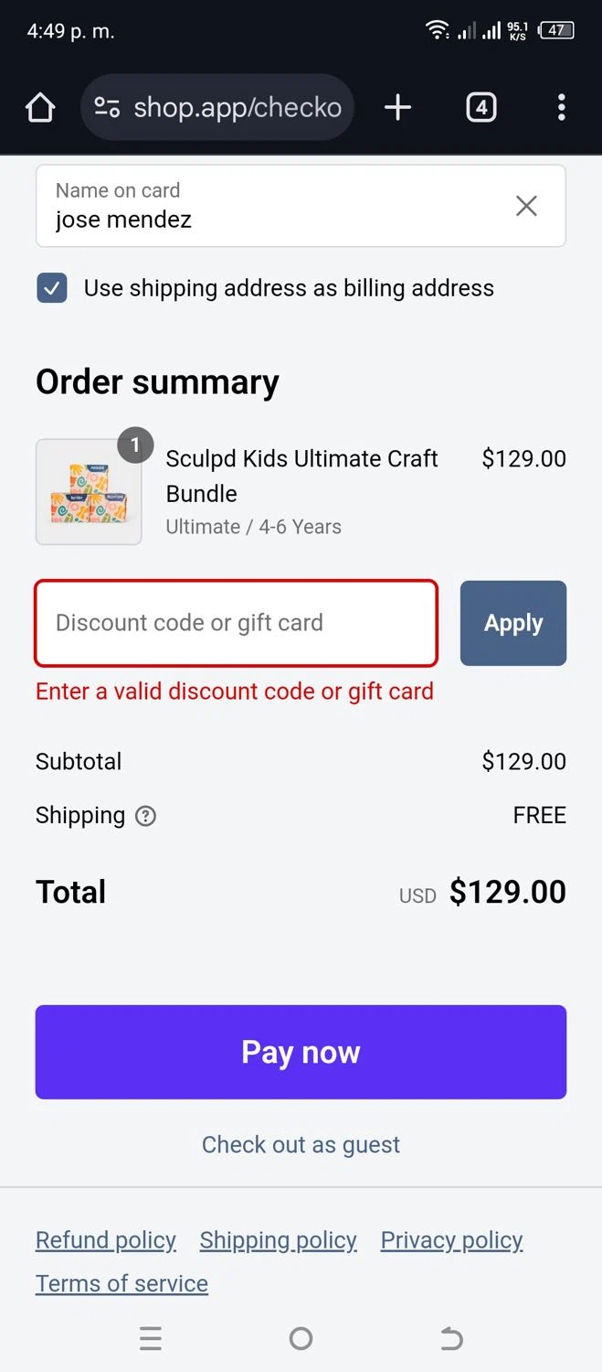 Sculpd US promo code screenshot showing code BFCM5%SAVING applied at Sculpd US checkout page. Uploaded by SimplyCodes community member Garou_Y2K on Feb 1, 2025