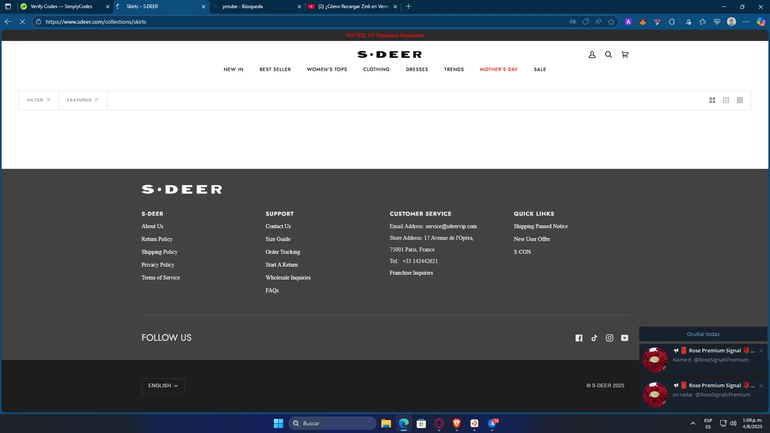 SDEER promo code screenshot showing code ROGERMUSSETT15 applied at SDEER checkout page. Uploaded by SimplyCodes community member GOJOSATURO on Aug 4, 2025