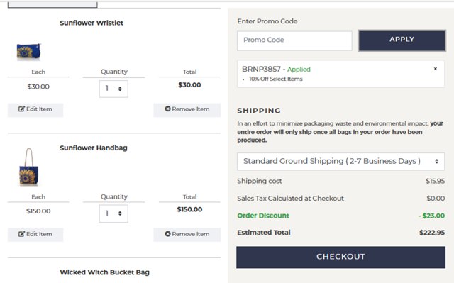 Sea Bags Maine checkout page showing Sea Bags Maine promo code box | Screenshot taken by SimplyCodes community member on Sep 3, 2025