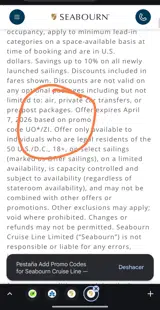 Seabourn Cruise Line coupon verification screenshot