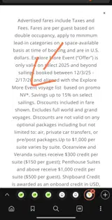 Seabourn Cruise Line coupon verification screenshot