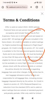 Seabourn Cruise Line coupon verification screenshot