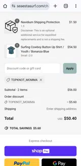 TOPKNOT_MOMMA coupon verification screenshot