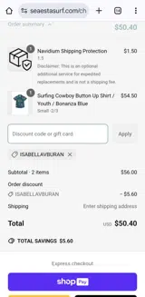 Isabellavburan coupon verification screenshot