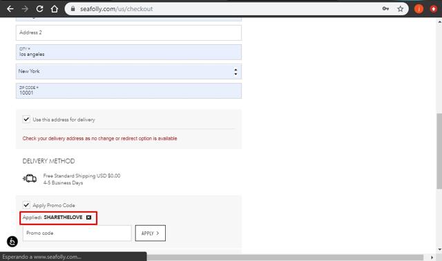 Seafolly checkout page showing Seafolly discount code box | Screenshot taken by SimplyCodes community member on May 1, 2021