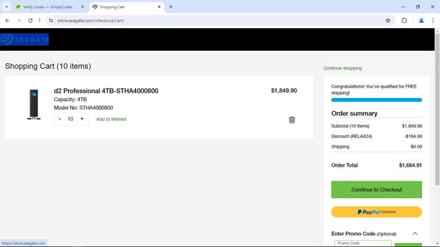 Seagate checkout page showing Seagate promo code box | Screenshot taken by SimplyCodes community member on Sep 18, 2024