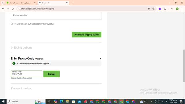 Seagate checkout page showing Seagate promo code box | Screenshot taken by SimplyCodes community member on Sep 11, 2024