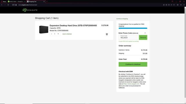 Seagate checkout page showing Seagate promo code box | Screenshot taken by SimplyCodes community member on Mar 7, 2025