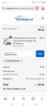 FREESHIPPING coupon verification screenshot