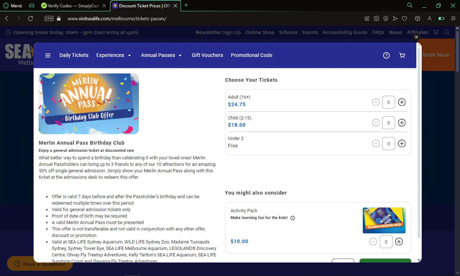 where to use Sea Life Centre Hunstanton promo code box