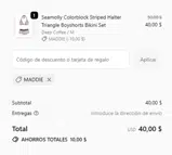 MADDIE coupon verification screenshot