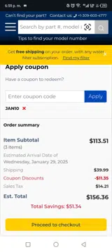 JAN10 coupon verification screenshot