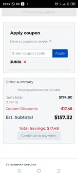 JUN10 coupon verification screenshot