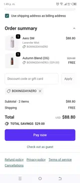 BOXINGDAYAERO coupon verification screenshot