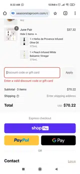 SEASONSEVOO coupon verification screenshot