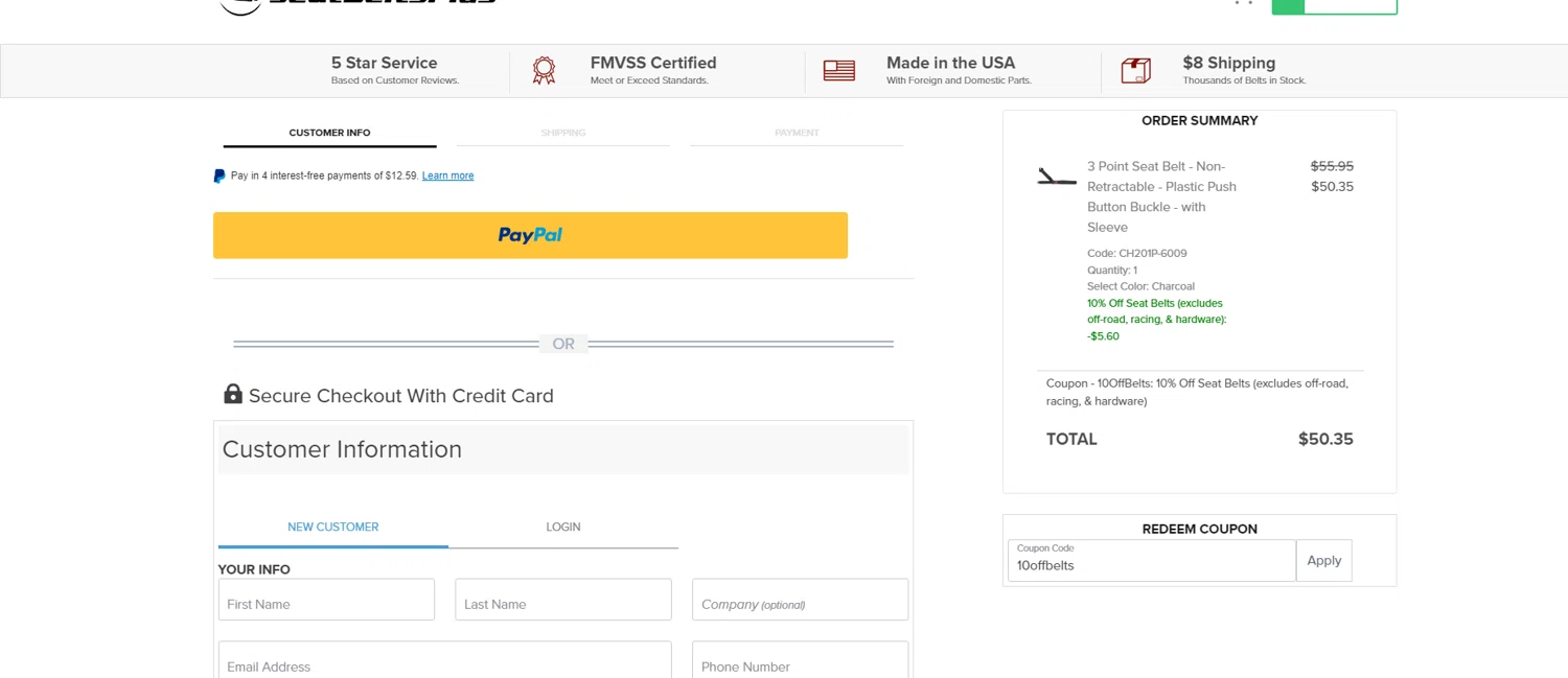 where to use Seatbeltsplus promo code box