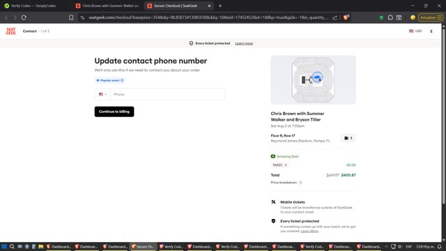 SeatGeek checkout page showing SeatGeek promo code box | Screenshot taken by SimplyCodes community member on Jul 28, 2025