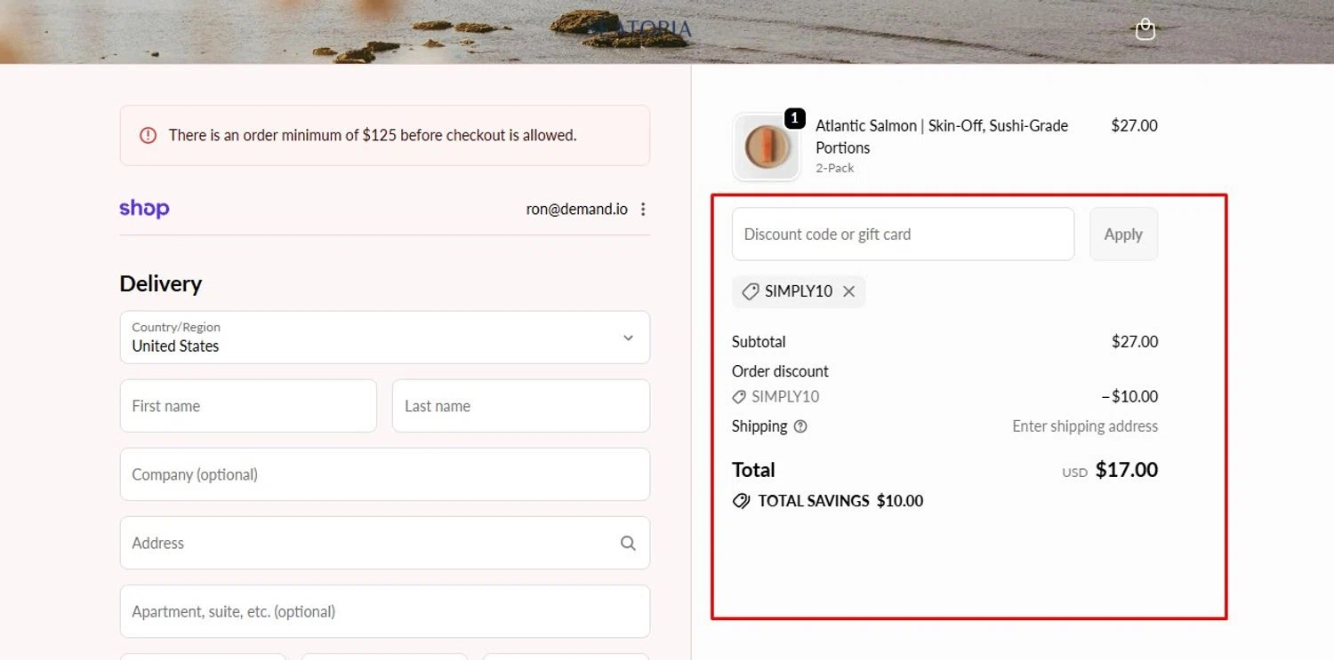 Seatopia discount code screenshot showing code SIMPLY10 applied at Seatopia checkout page. Uploaded by SimplyCodes community member Swiftdealz on Dec 29, 2025