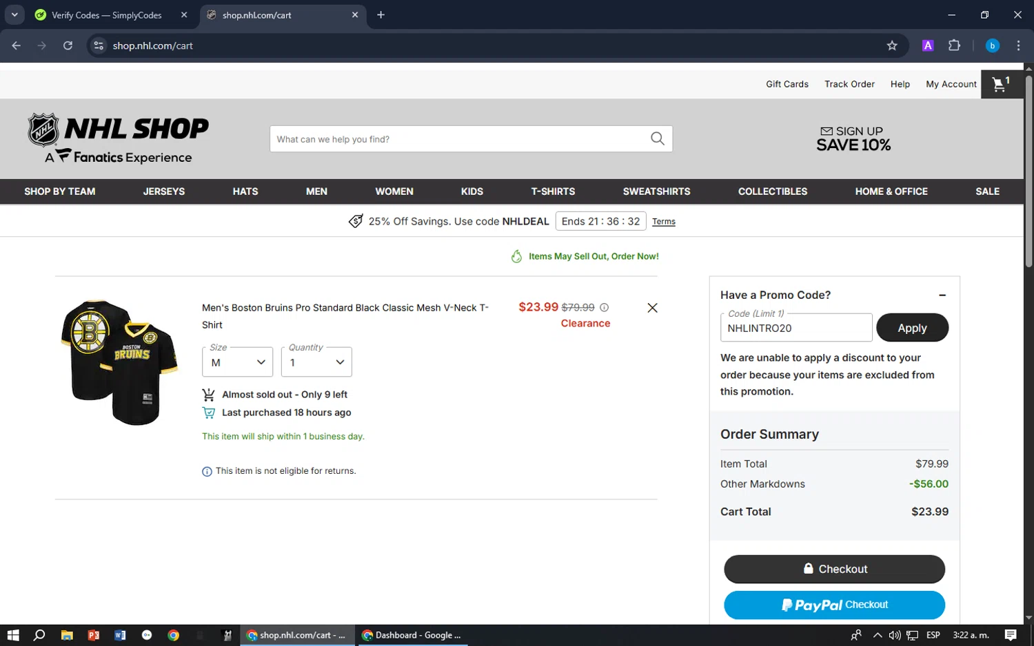 Seattle Kraken Shop checkout page showing Seattle Kraken Shop promo code box | Screenshot taken by SimplyCodes community member on Jan 10, 2026