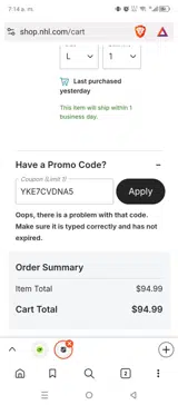 YKE7CVDNA5 coupon verification screenshot
