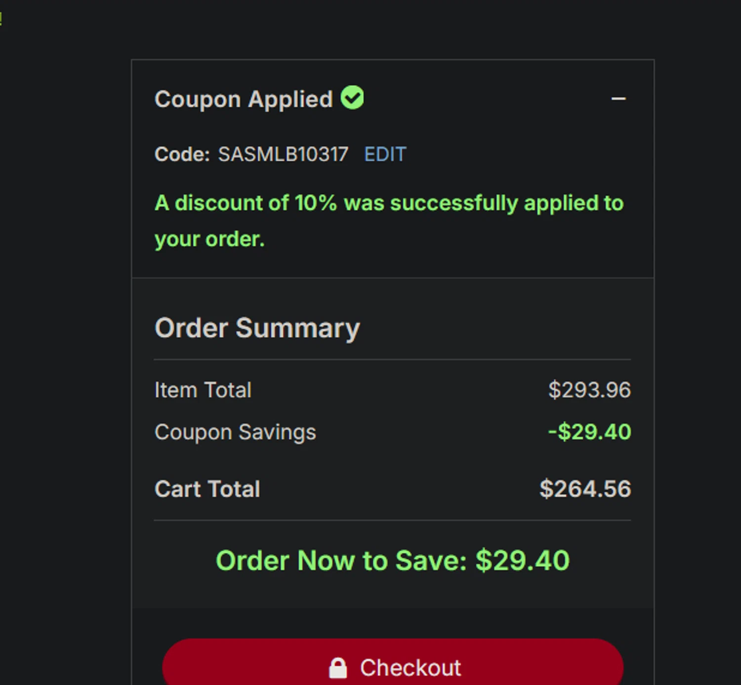 Seattle Mariners promo code screenshot showing code SASMLB10317 applied at Seattle Mariners checkout page. Uploaded by SimplyCodes community member xocelot44x on Jun 29, 2025