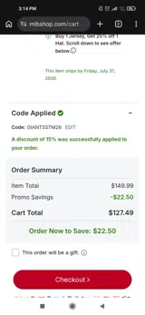 Seattle Mariners coupon verification screenshot