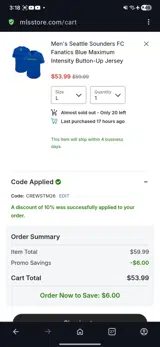 CREWSTM26 coupon verification screenshot