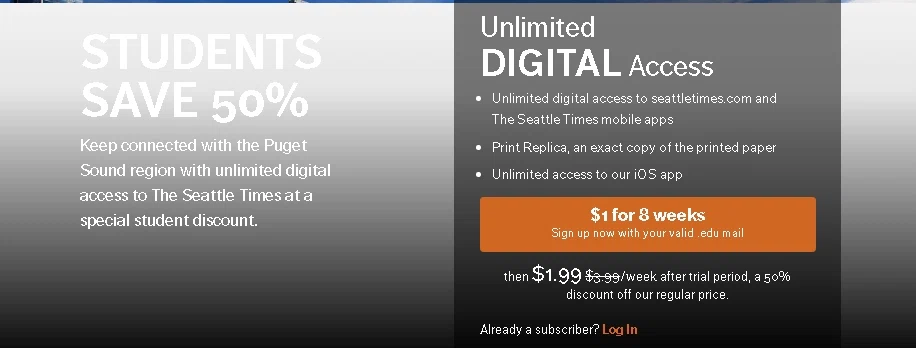 where to use Seattle Times promo code box