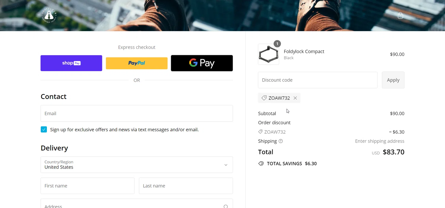 where to use SEATYLOCK promo code box