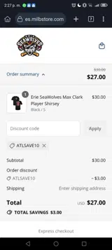 ATLSAVE10 coupon verification screenshot