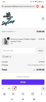 SHIP coupon verification screenshot