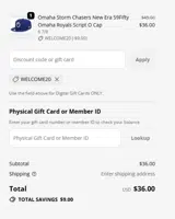 WELCOME20 coupon verification screenshot