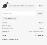 GoStripers10 coupon verification screenshot