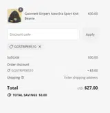 GoStripers10 coupon verification screenshot