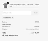 Swamp10 coupon verification screenshot